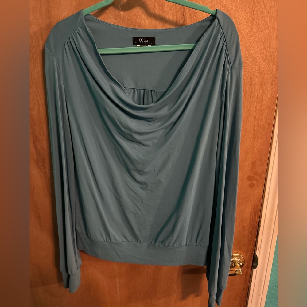 BCBG Teal Long Sleeve Blouse